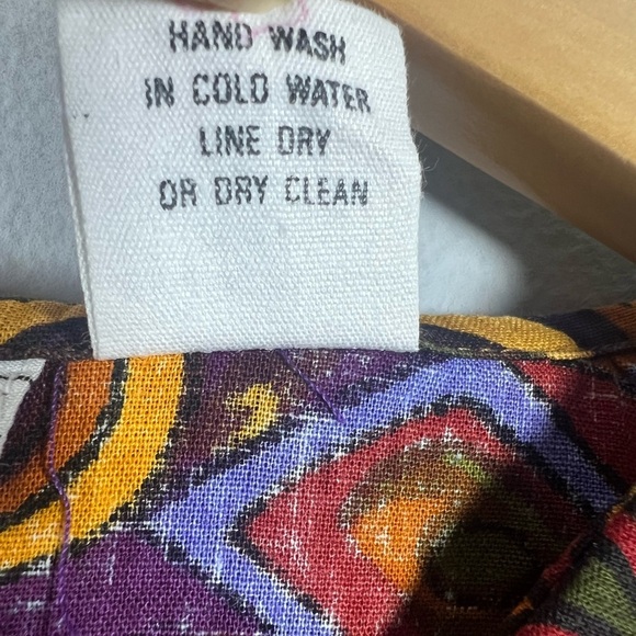 Vintage Mahudi International Abstract Artsy Double Collar Button Front Blouse M - Picture 5 of 7